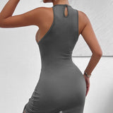 Women's Solid Color Sleeveless Dress | Sexy Cross-Tie Hip-Hugging Skirt with Slit