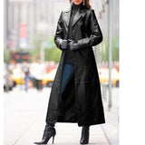 European Leather Long Coat