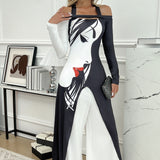 Art Print Wide Leg Jumpsuit