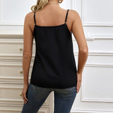 Ladies' Solid Color Lace Detail Strap Top | French-Inspired Sexy and Elegant Top