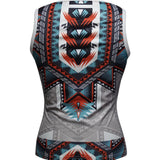 Women's V-Neck Ethnic Pattern Knitted Vest Top with Button Detail – Vacation Style
