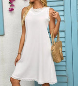 Ladies' Lace Neckline Off-Shoulder Dress | Elegant and Fashionable Style