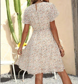 Women's V-Neck Floral Print Butterfly Sleeve Dress | European & American Style Vacation Dress