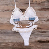 Beach Vacation Split Swimsuit Women Suit-White-4