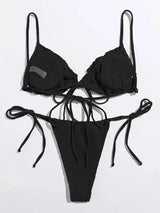 Bikini Swimsuit European And American Triangle Bag-Black-2