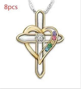 Cross Love Colorful Imitatio Gemstone Pendant Alloy Clavicle-Crosslove-4