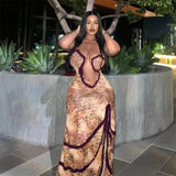 CUTENOVA Women Noble Furry Halter Sleeveless Hollow Dress-3