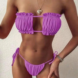 Europe And The United States Swimsuit Drape-Purple-3