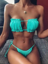 Europe And The United States Swimsuit Drape-Green-9