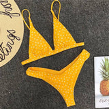 European And American Cute Bikini Retro Love Print-Yellow-2