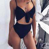 European And American Hot Style Solid Color One-piece-Black-2
