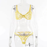 European And American Women's Crochet Lace Perspective Bow-Brightyellow-5