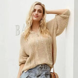 Hollow pullover sweater knit sweater-5