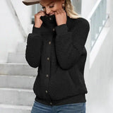 Lamb Plush Cardigan Jacket Double-sided Plush Jacket Coat-Black-5