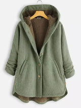 Hooded Fleece-Lined Casual Jacket-Green-2