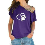 Women's Cold Shoulder Pet Lover T-Shirt-Violet-3