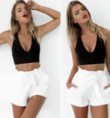 European and American wooden ear A word shorts have a belt-White-31