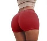 High Waist Stretch Fitness Yoga Gym Shorts Seamless Short-red-35