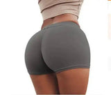 High Waist Stretch Fitness Yoga Gym Shorts Seamless Short-gray-37