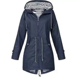 Women's Hooded Zip-Up Raincoat S-5XL-Navy-12