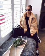 Fuzzy Zip-Up Oversized Jacket for Casual Wear-Reddish brown-9