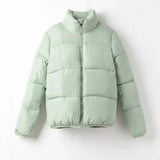 Warm Puffer Jacket for Women with Zipper-Bean green-2