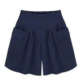 Wide Thigh Women Shorts With Two Pockets-NavyBlue-11
