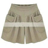 Wide Thigh Women Shorts With Two Pockets-Apricot-28