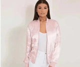 Women's Casual Bomber Jacket-Pink-2
