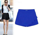 Women's Casual Shorts - Mid-Waist Slim Ruffled Skirt.-Blue-13