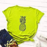 Pineapple Print Casual T-Shirt for Women-Fluorescent green-8