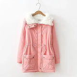 Mid-length Slim-fit Peach Skin Coat-Pink-3