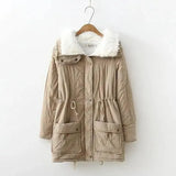 Mid-length Slim-fit Peach Skin Coat-Khaki-8