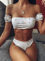 high waist bikini female swimsuit-White-2