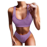 Knitting Bikini Female Swimsuit High Waist Swimwear-2