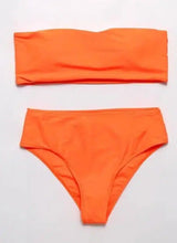 Solid Color Tube Top Two-piece Swimsuit-Orange-2