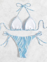 Chic Blue Striped Bikini Set for Summer-5