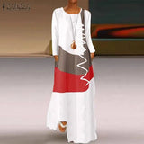 Bohemian Patchwork Ankle-Length Cotton Dress - Your Ultimate Summer Statement!-2