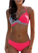 Swimsuit European And American Solid Color Split-Pink-5