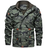 Winter Men Leather Jacket Thick Military Hooded Men Coats-Green-2