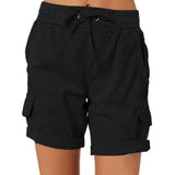 Women's Casual High Waist Cargo Shorts Navy Blue / 3XL-Black-3