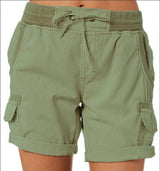 Women's Casual High Waist Cargo Shorts Navy Blue / 3XL-Army Green-4