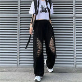 Women's Korean Style Black Casual Pants-Black-6